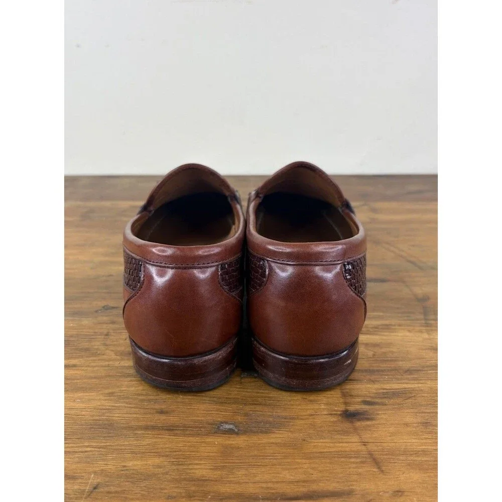 Vintage FootJoy Classics Street Loafers Shoes 9.5C Brown Calfskin Woven USA